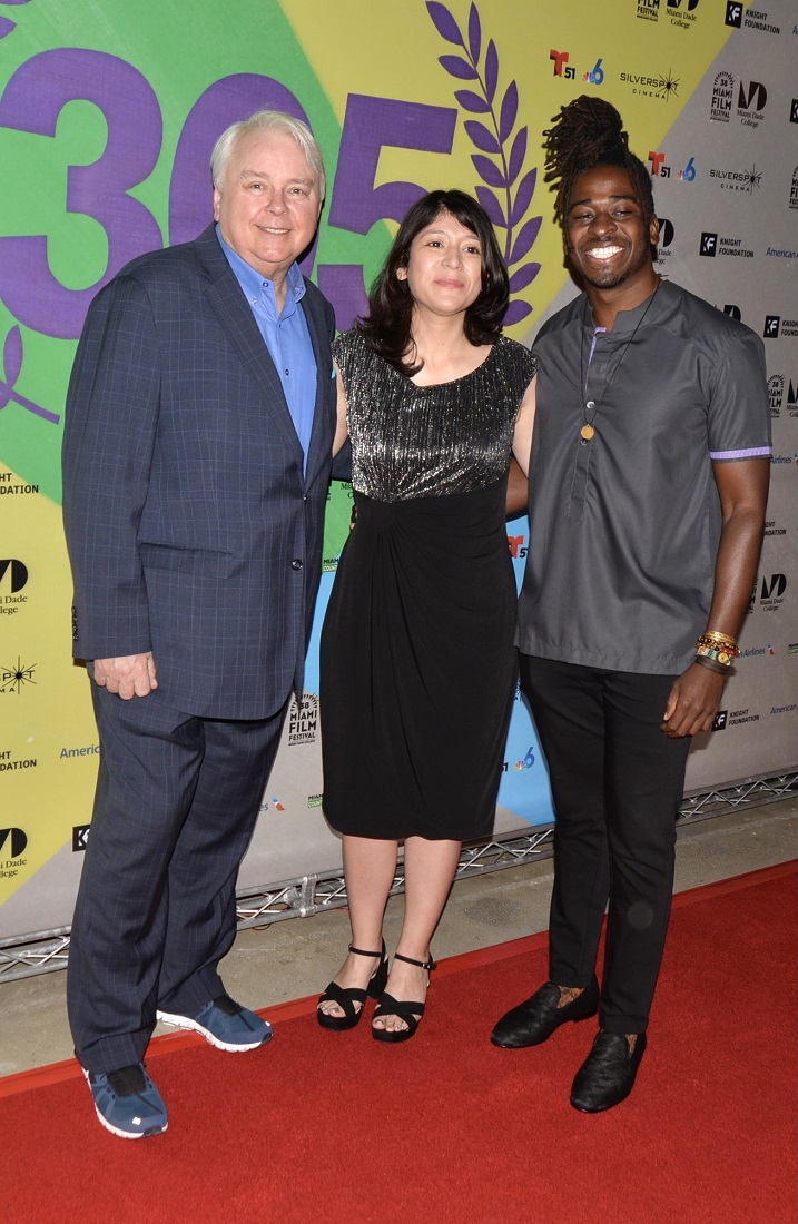 Dennis Scholl, Fabiola Rodriguez and Director Edson Jean at the opening of "Ludi" at the Miami Film Festival 2021 at Silverspot Cinema in Downtown Miami.