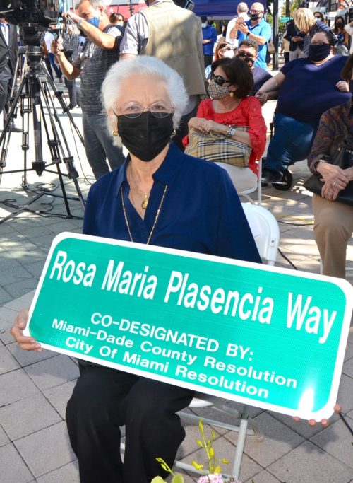 Rosa "Rosita" Mata (Rosa's mom) at the dedication ceremony for Rosa Maria Plasencia Way in Little Havana