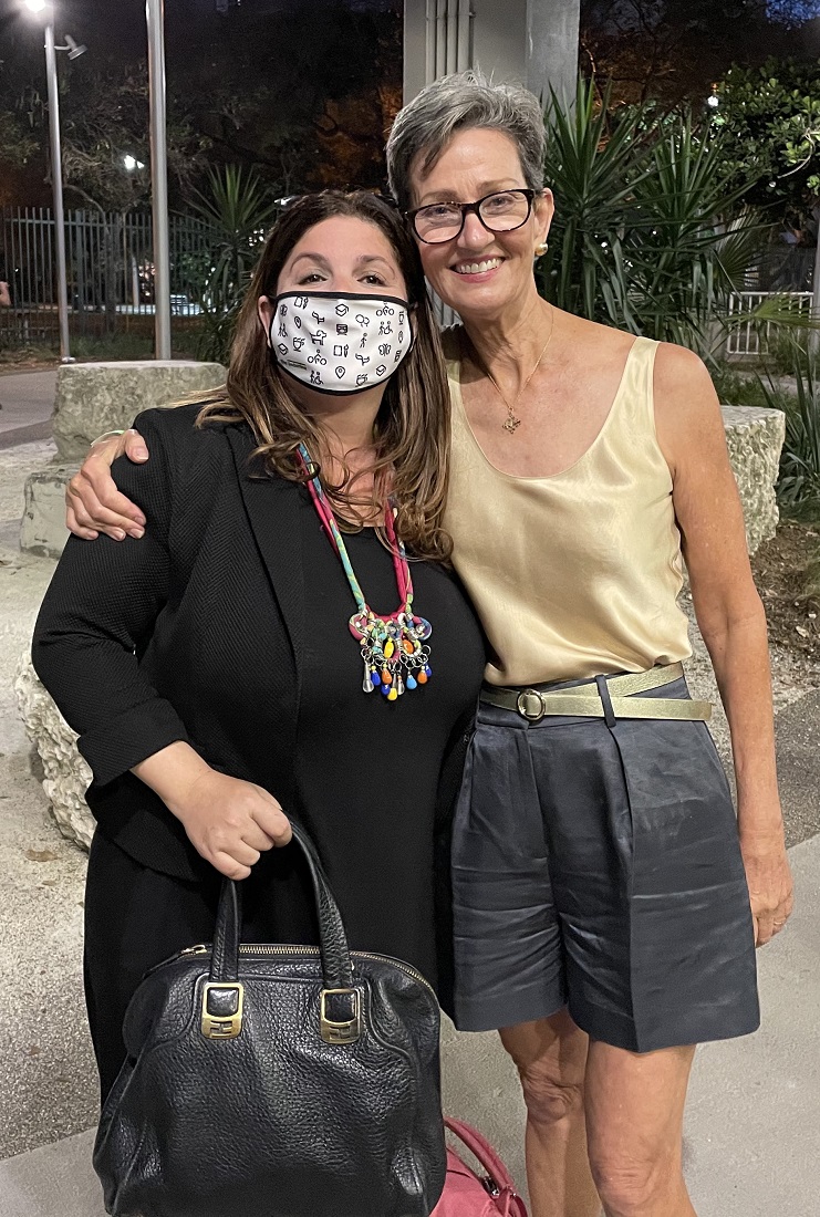 Amy Rosenberg and Meg Daly at the unveiling of artist Edny Jean Joseph's new public mural ‘The Allegory’ at The Underline in Brickell