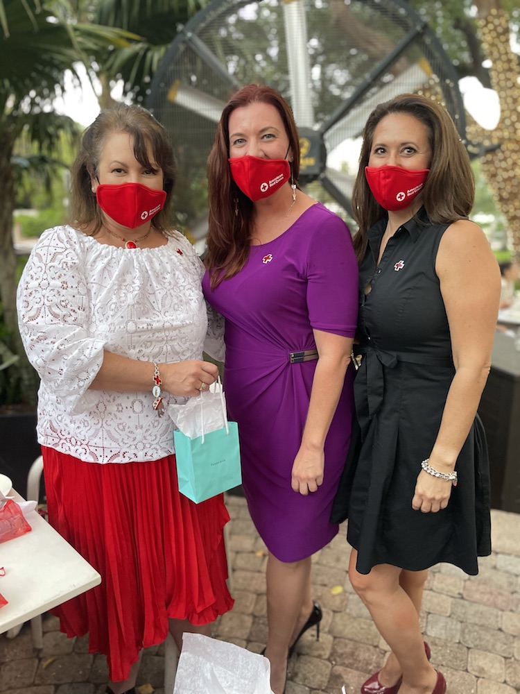 Red Cross Greater Miami and the Keys board chair Libby Witherspoon, Susan Carriegos and Red Cross South Florida Region CEO Josett Valdez