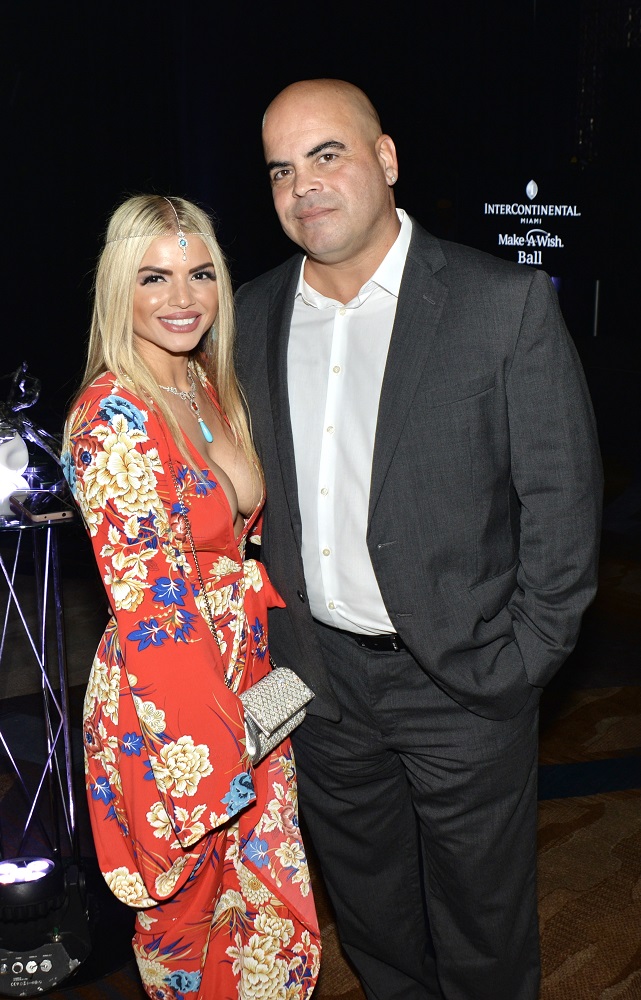 Loraine lorika and Angel Rivera at the kick off cocktail for Make-A-Wish Ball at the Intercontinental Hotel Downtown Miami.