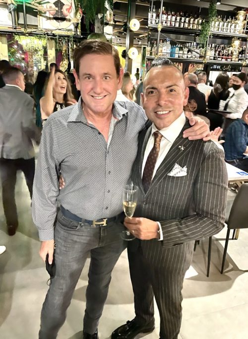 Michael Gongora, Juan Chipoco at the reopening of Cvi.che 105, Downtown Miami.