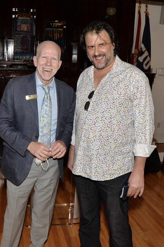 Michael Hughs, Aaron Glickman at the opening of Hello Gorgeous, Barbra Streisand Exhibit at the FIU Jewish Museum on Miami Beach