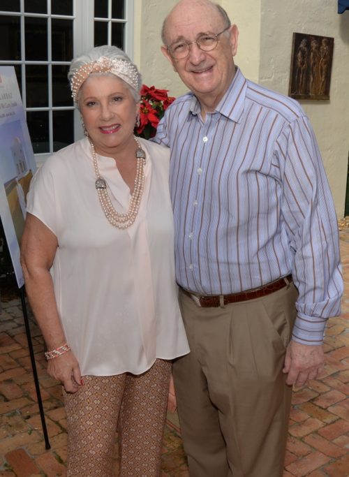Carmen Betancourt Lewis and Michael Lewis at the Coral Gables Museum Miami Art Week brunch in honor of artist Julio Larraz at the home of Jose Valdes-Fauli