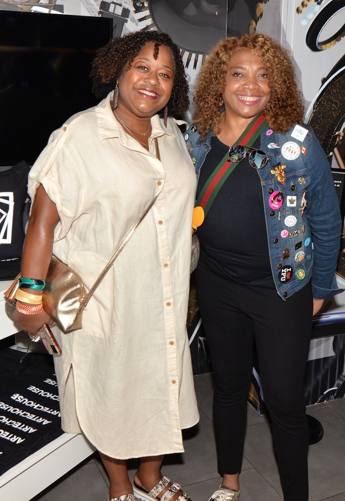 Lauren Davidson and artist Evita Tezano at the Afro Frequencies talk at ARTECHOUSE in Miami Beach