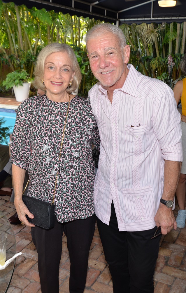 Rafael Miyar and Mari Jean Miyar at the Coral Gables Museum Miami Art Week brunch in honor of artist Julio Larraz at the home of Jose Valdes-Fauli