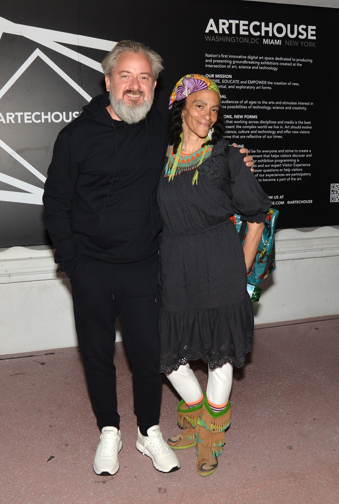 Sandro Kereselidze and Ursula Rucker at the Afro Frequencies talk at ARTECHOUSE in Miami Beach