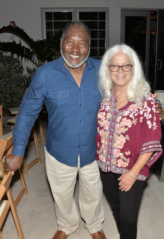 Dr. Marvin Dunn and Andrea Loring at the Honoring Andy Sweet with a talk with poet Richard Blanco and Esteban Cortazar at the Betsy Hotel on Miami Beach