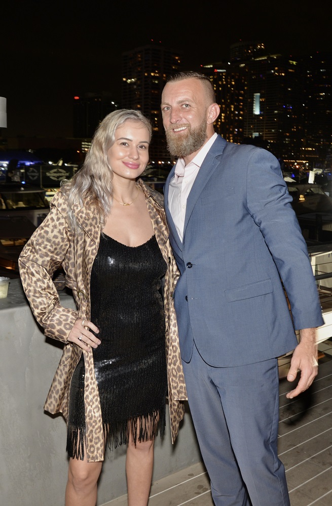 Shane Brown and Alexandra Ristevski at the The Order Of The Golden Dragon Hosts a sneak preview at Miami Intl Boat Show aboard Mansion Yachts