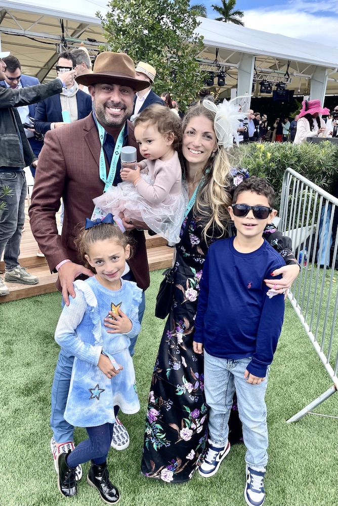 Zach Bush with his family at Pegasus 2022 at Gulfstream race track in Hallandale