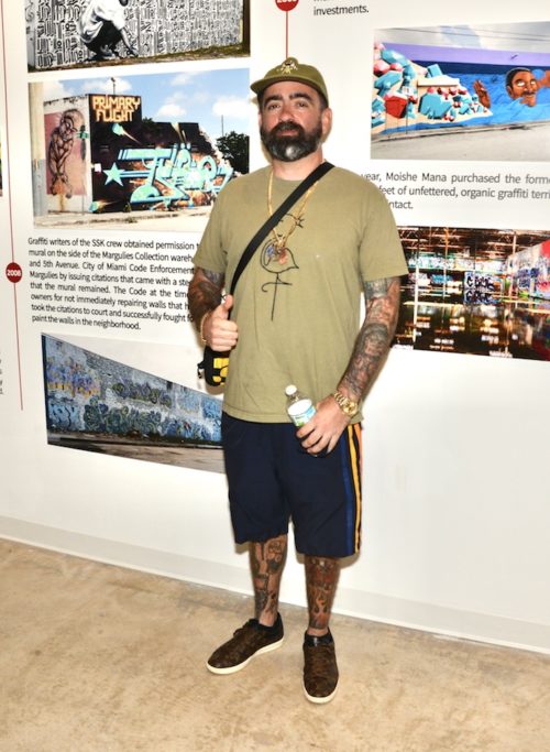 Artist David Anasagasti aka Ahol Sniff's Glue at the opening of the new home of the Museum of Graffiti in Wynwood