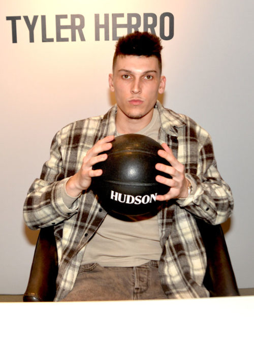 Tyler Herro presents his collaboration with Hudson Jeans at Neiman Marcus Bal Harbour