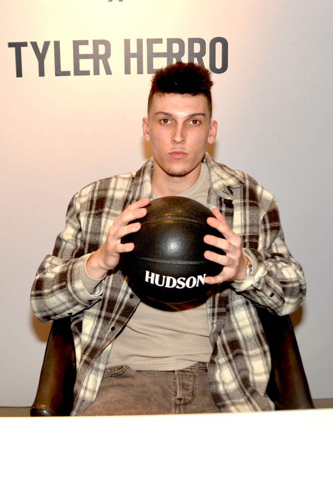 Tyler Herro presents his collaboration with Hudson Jeans at Neiman Marcus Bal Harbour