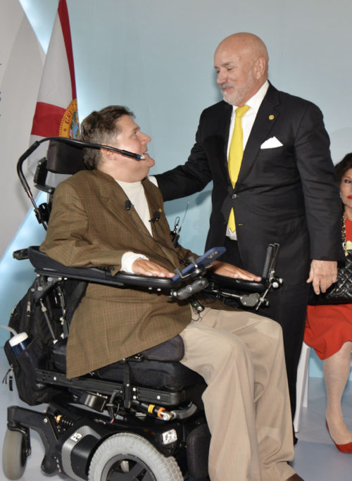 Marc Buoniconti and Carlos Migoya at the inauguration of the Christine E. Lynn Rehabilitation Center for The Miami Project on the Jackson Memorial Medical Center campus