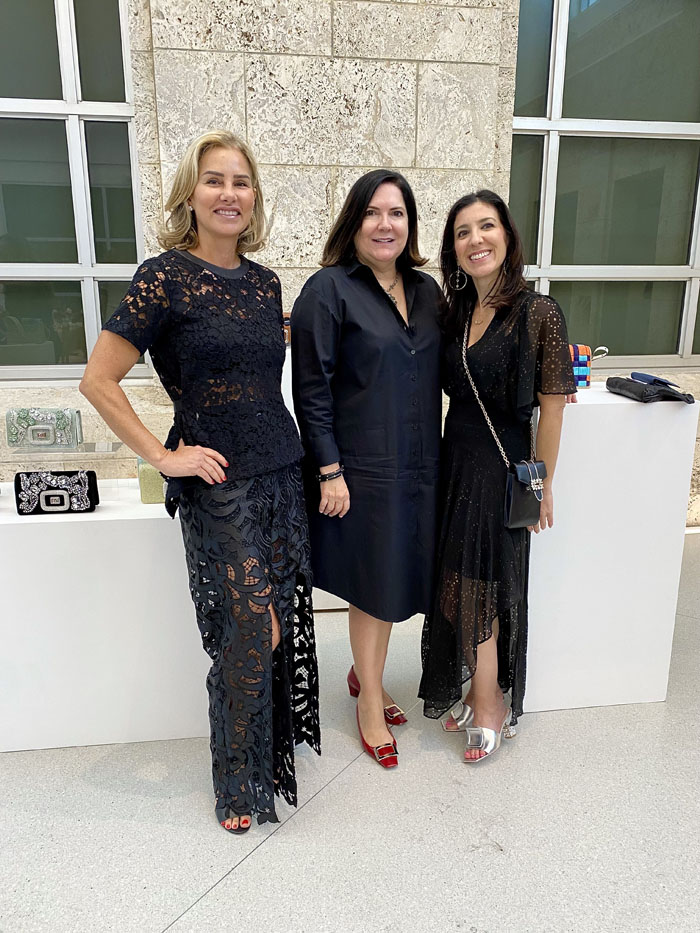 Sonia Pomeroy, Silvia Karman Cubina, and Aria Nero at Bass Museum x Roger Vivier luncheon