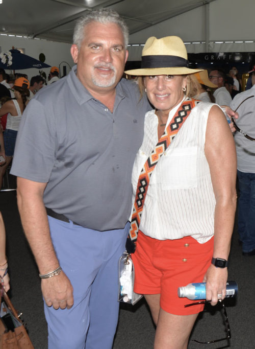 Nick Korniloff and Pamela Cohen at the Bal Harbour Shops ACCESS suite at F1 Miami Grand Prix at the Hard Rock Stadium