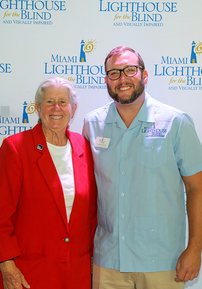 Miami-Dade County Commissioner Sally Heyman and Miami Lighthouse Senior Vice President Cameron Sisser