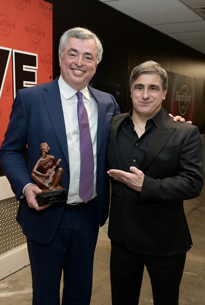 Apples’s Eddy Cue and Afo Verde at the 10th annual La Musa awards at the Hard Rock Live