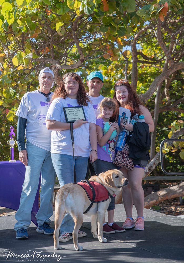 Steve and Kevin Keig, Epilepsy Alliance Florida, Board of Directors Clayton Feig Youth Award Honoree Kaitlyn August and family- Hollywood FL