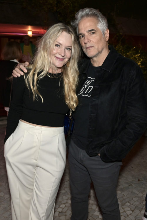 Linda Larkin and Yul Vasquez at the home of Mario Cader-Frech and Robert Wennett for a cocktail party premiering Chisme by Studio Lenca and honoring The Parrish Art Museum