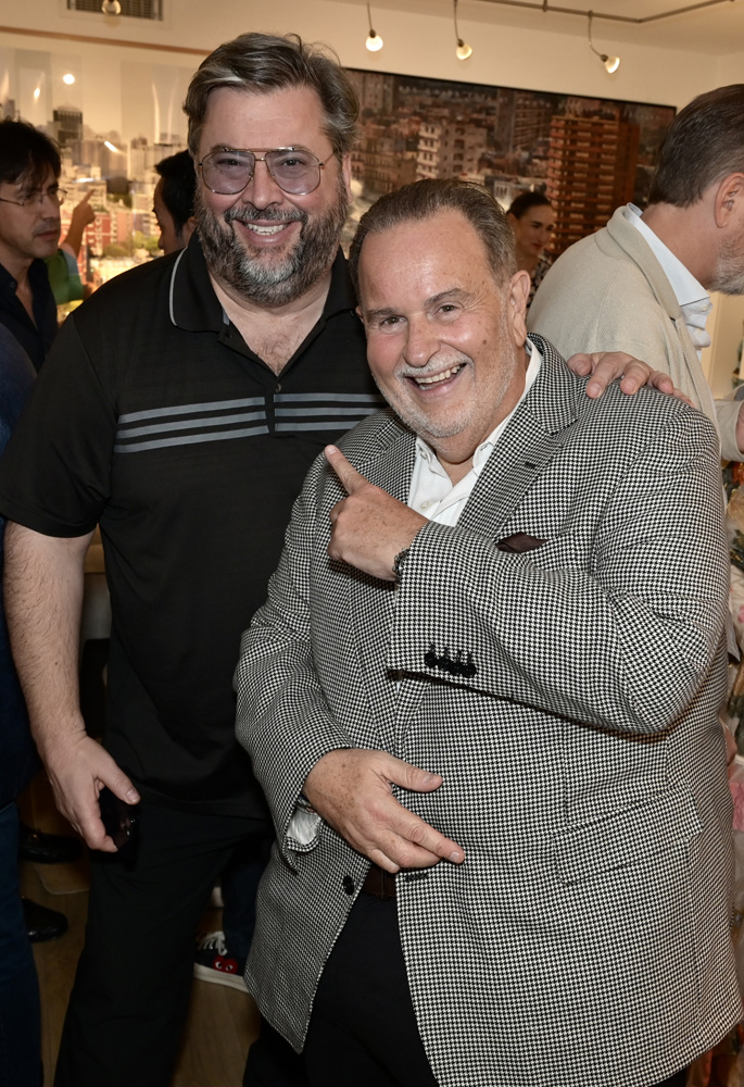 Louie DeFilippis and Raul De Molina at the 2022 Art Basel Celebration party hosted by Raul and Mily de Molina at the Grand Bay in Key Biscayne