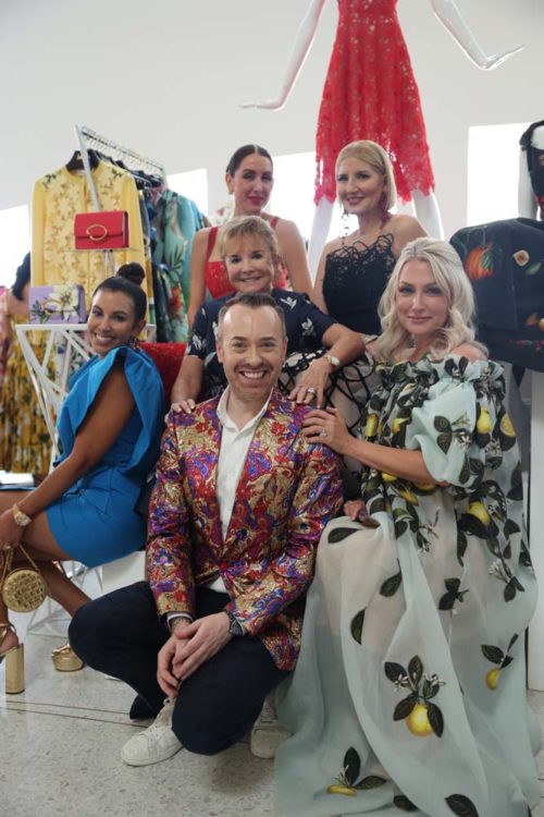 Steve Kravit, with Tatiana Teo, Swanee DiMare, Christy Martin, Marile Lopez, Jen Coba at the Oscar de la Renta Presents its Spring 2023 Collection with Neiman Marcus at the Faena Forum on Miami Beach