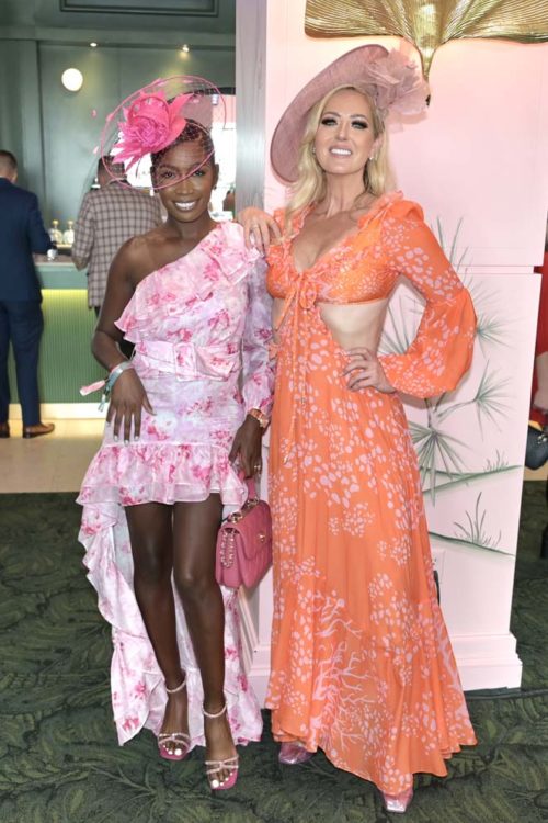 Ebony London and Carly Patterson in the Flamingo Room at the Pegasus World Cup 2023 at Gulfstream Park