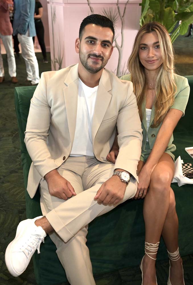 George Arango and Alexandra Brown in the Flamingo Room at the Pegasus World Cup 2023 at Gulfstream Park