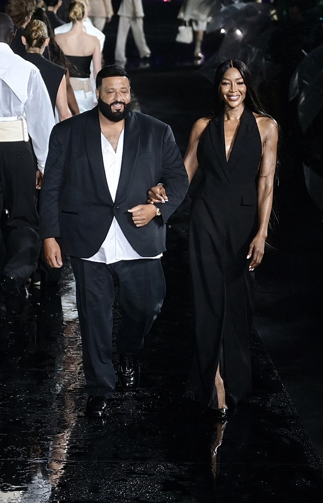 DJ Khalid and Naomi Campbell walks the Boss Spring/Summer 2023 Miami Runway Show at One Herald Plaza