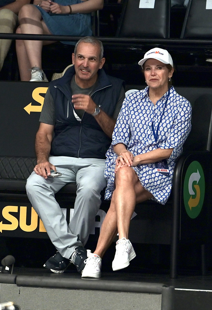 John Molner and Katie Couric at the Inaugural 2023 Pickleball Slam at the Hard Rock Live at Seminole Hard Rock Hotel & Casino