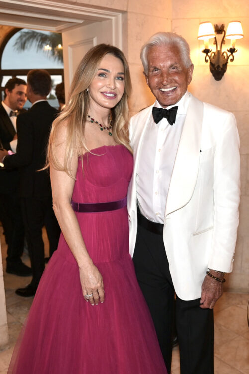 Stacey Shabtai and George Hamilton at the 2023 Women of Tomorrow gala on Fisher Island