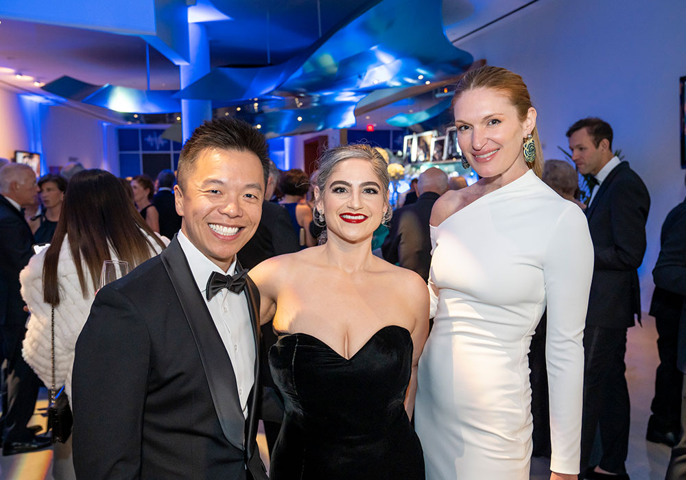 NWS 35th Anniversary Gala - NWS Trustee Sarah Arison with Young Arts' Clive Chang and Rebekah Lengel - photo by Alex Markow
