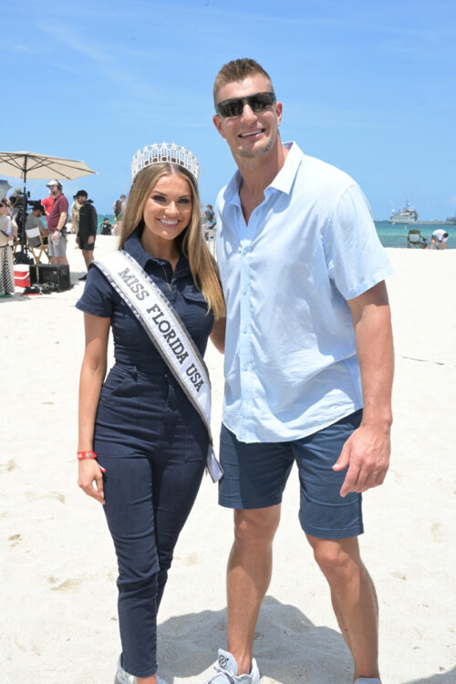 Miss Florida USA 2023 Caroline Dixon and former NFL player Rob Gronkowski