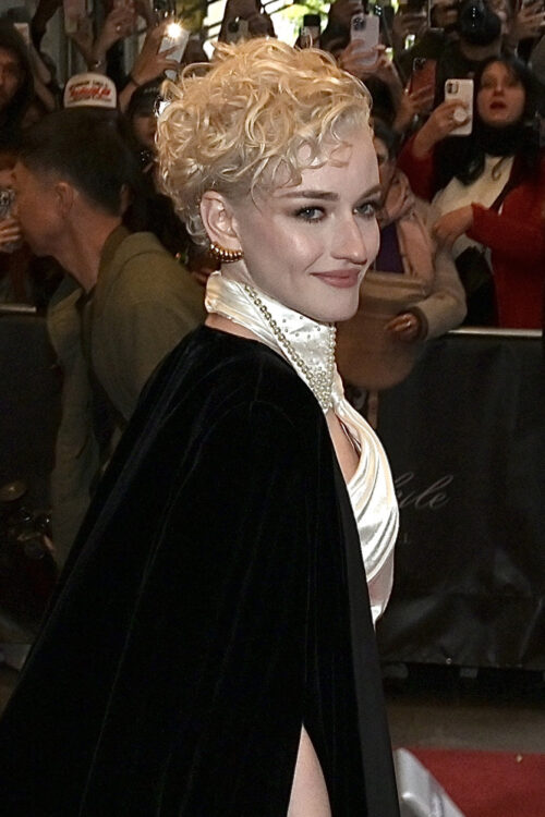 Actress Julia Garner at Pre-MET gala departures from the Carlyle hotel in New York City