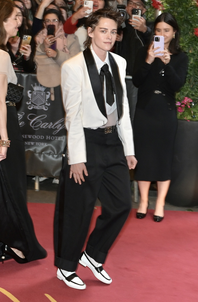 Actress Kristen Stewart at Pre-MET gala departures from the Carlyle hotel in New York City