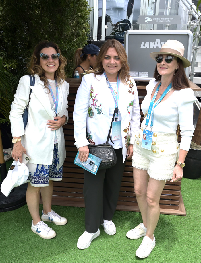 Romilda De Luca, Francesca Lavazza, Susanne Birbragher at the Trophy House at F1 races at the Hard Rock Stadium