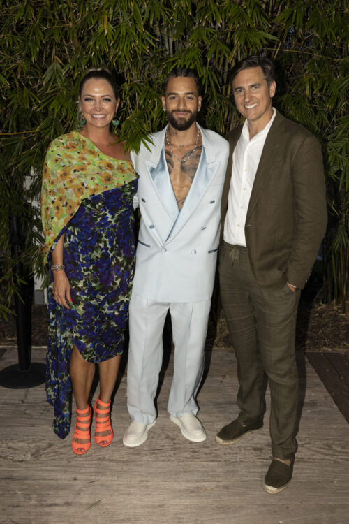 Whitney Kroenke Silverstein, Maluma, and Archie Drury at the Playing For Change Foundation (PFCF) 2023 Impact Awards Gala at Sacred Space