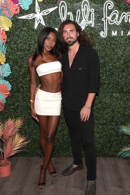 Alex Propson and friend at the Luli Fama and Front Management Miami Swim Week after party at Byblos Miami Beach