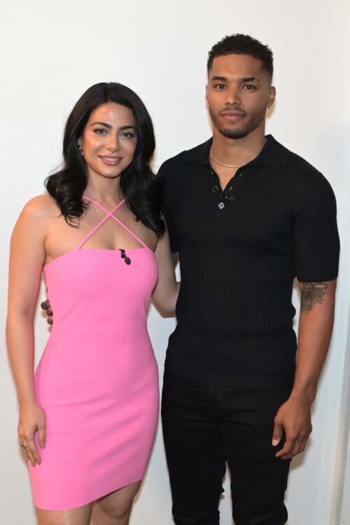Emeraude Toubia  and Rome Flynn visit morning show Despierta America at Univision Studios to promote "With Love" on Prime Video