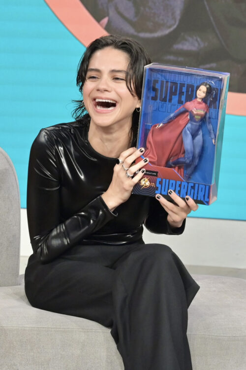 Supergirl Sasha Calle promoting new The Flash movie at morning show Despierta America at Univision Studios. Movie opens June 16th