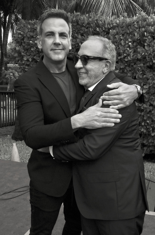 Carlos Ponce and Emilio Estefan at the 25th anniversary of El Gordo y La Flaca Univision TV show at The Deck on Watson Island