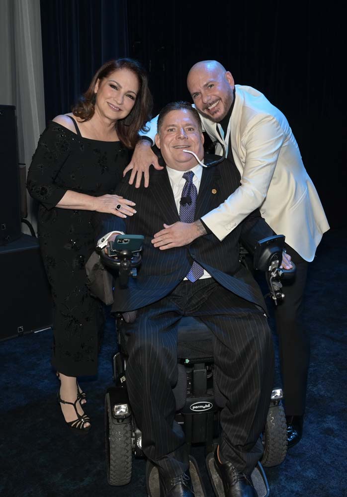 Gloria Estefan, Marc Buoniconti, and Pitbull at the Buoniconti Fund to Cure Paralysis 38th annual Great Sports Legends Dinner at the Marriot Marquis in New York City