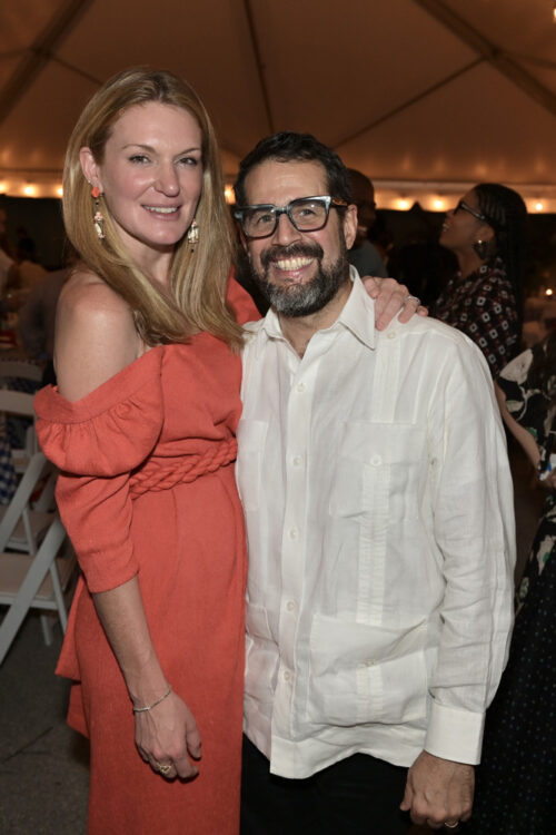 Sarah Arison and artist Jose Parla at the Next Generation fundraising dinner at Bakehouse Art Complex in Wynwood