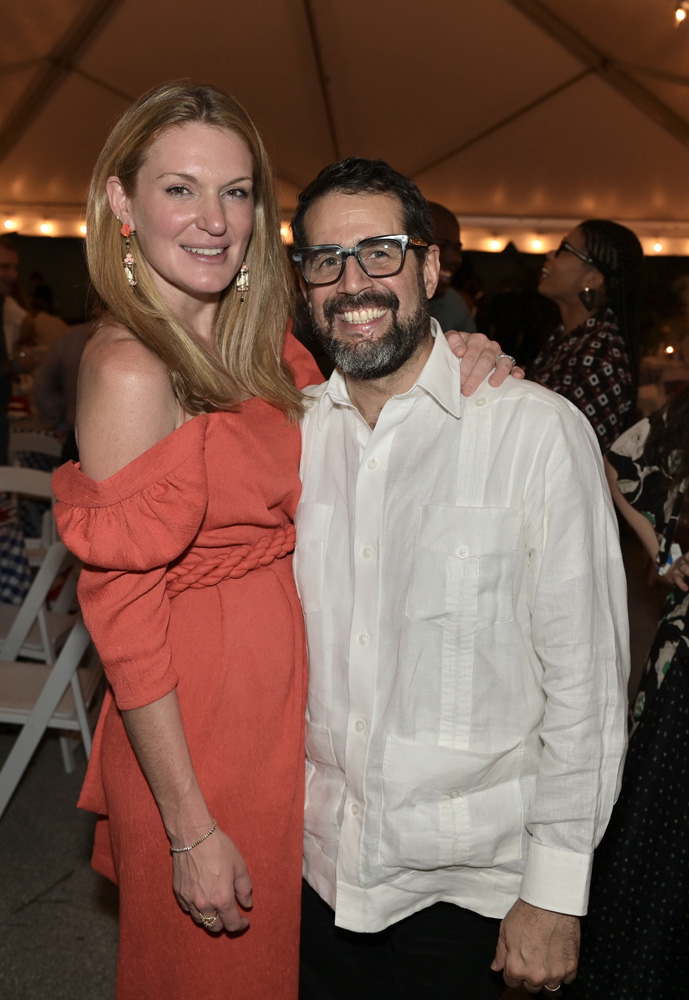 Sarah Arison and artist Jose Parla at the Next Generation fundraising dinner at Bakehouse Art Complex in Wynwood