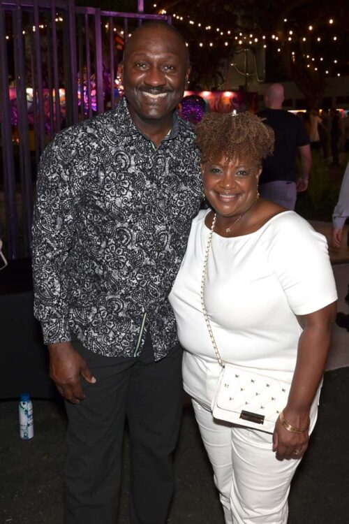 Big Brothers Big Sisters Miami CEO Gale Nelson and his wife at the Wynwood Walls "The Power of Purpose" opening party