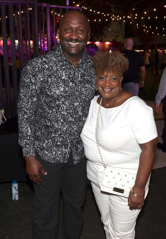 Big Brothers Big Sisters Miami CEO Gale Nelson and his wife at the Wynwood Walls "The Power of Purpose" opening party