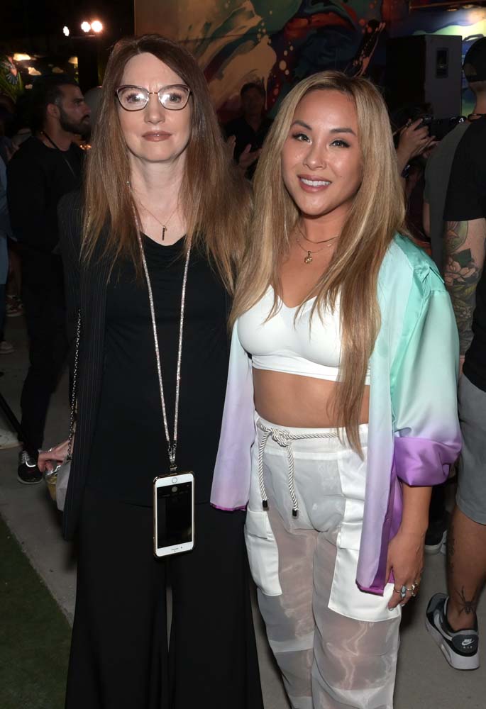 Sarah Hall and artist Allison Hueman at the Wynwood Walls "The Power of Purpose" opening party