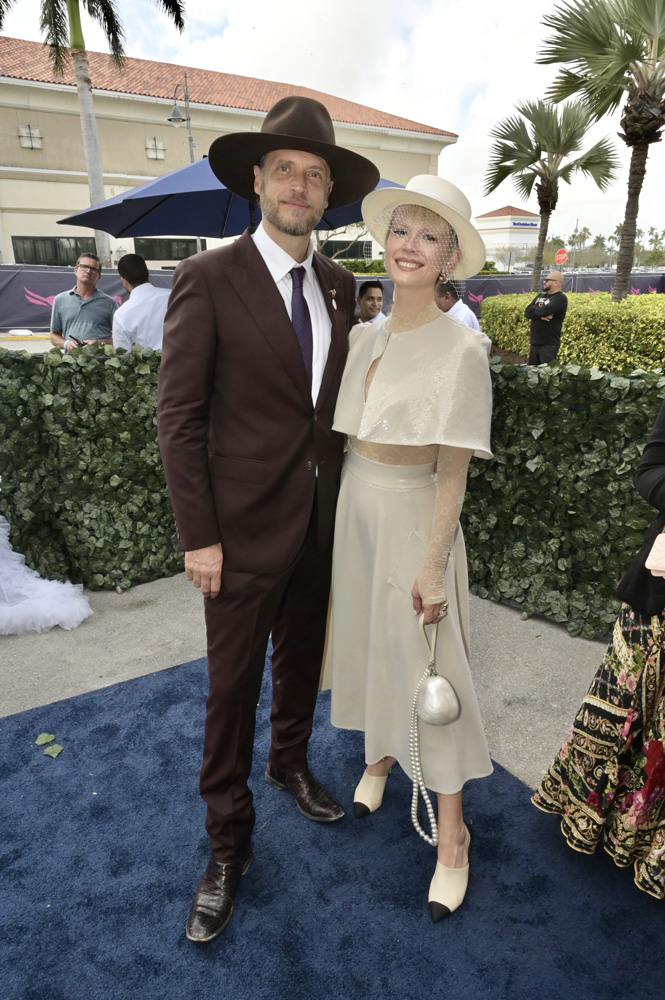 Aidan Butler and Mosha Lundstrom at Pegasus World Cup 2024 at Gulfstream Park