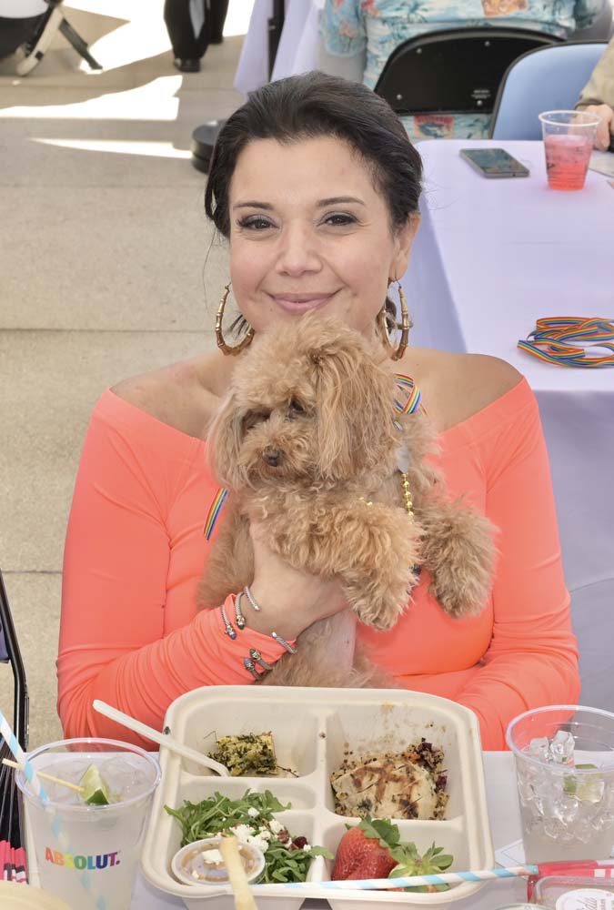 The View's Ana Navarro and doggie Chacha Cardenas at the South Beach Wine & Food Festival Absolut Drag Brunch at the Miami Beach Bandshell