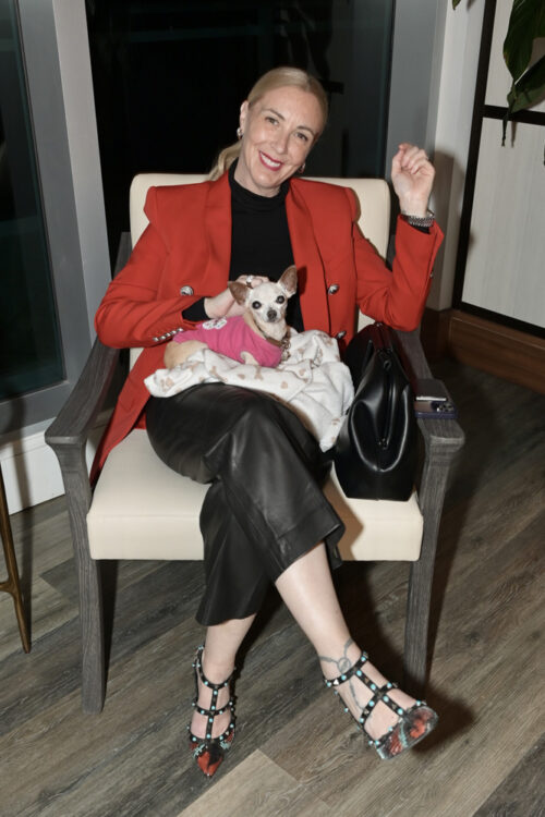 Angela Birdman and her doggie Eva at the celebratory launch of The Couture Concierge Elysze Held at The Ritz-Carlton Bal Harbour